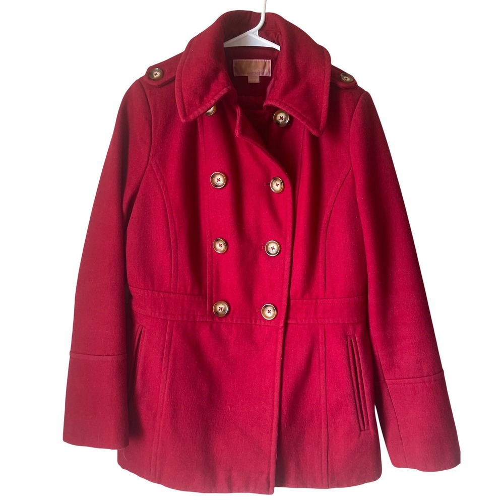 Michael Kors Red Pea Coat Size M